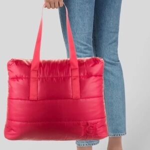 NWOT Carolina Herrera Red Puffer Zippered Tote Bag Good Girl 18” X 15” X 4”